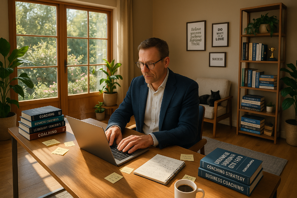 Blogging for business coaches, Words flow like a stream, Guiding success's dream