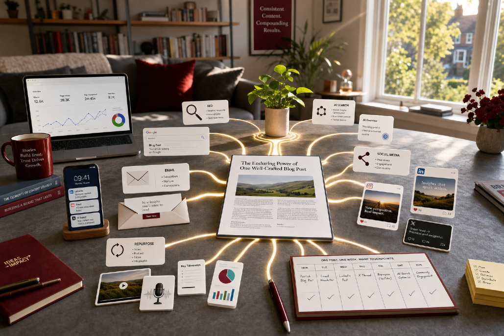 Discover the power of one weekly blog post in boosting your marketing strategy for the entire week